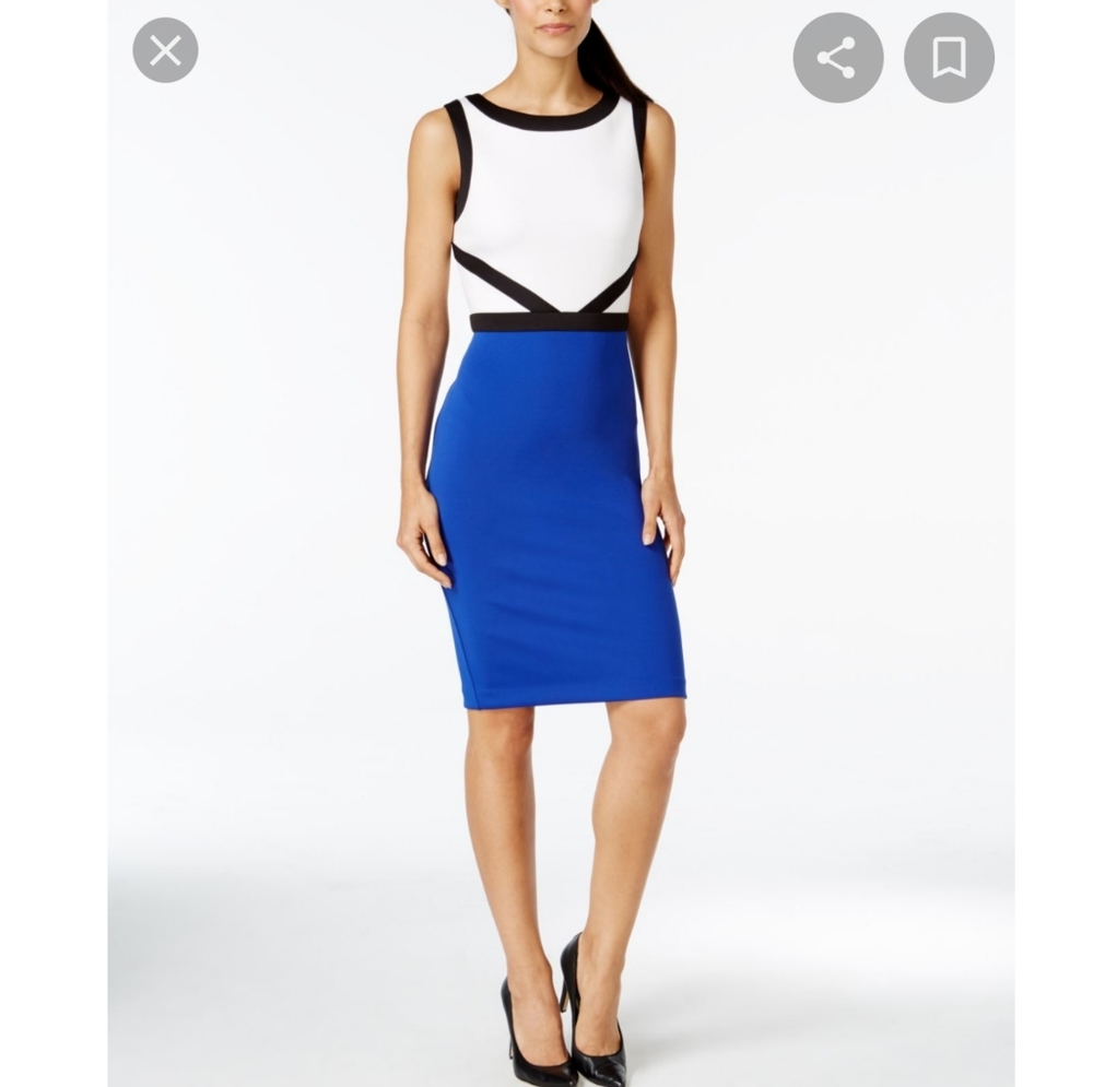 Calvin Klein white blue Colorblock Sheath dress - size 6